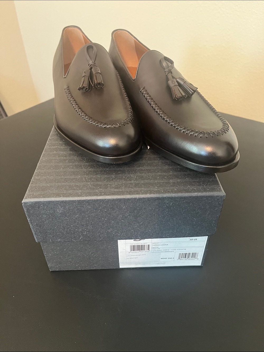 Ermenegildo Zegna Black Leather Tassel Loafers
